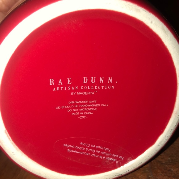 Rae Dunn Baby Peppermint Red Ceramic with a Sealed Lid Canister - Picture 3 of 4
